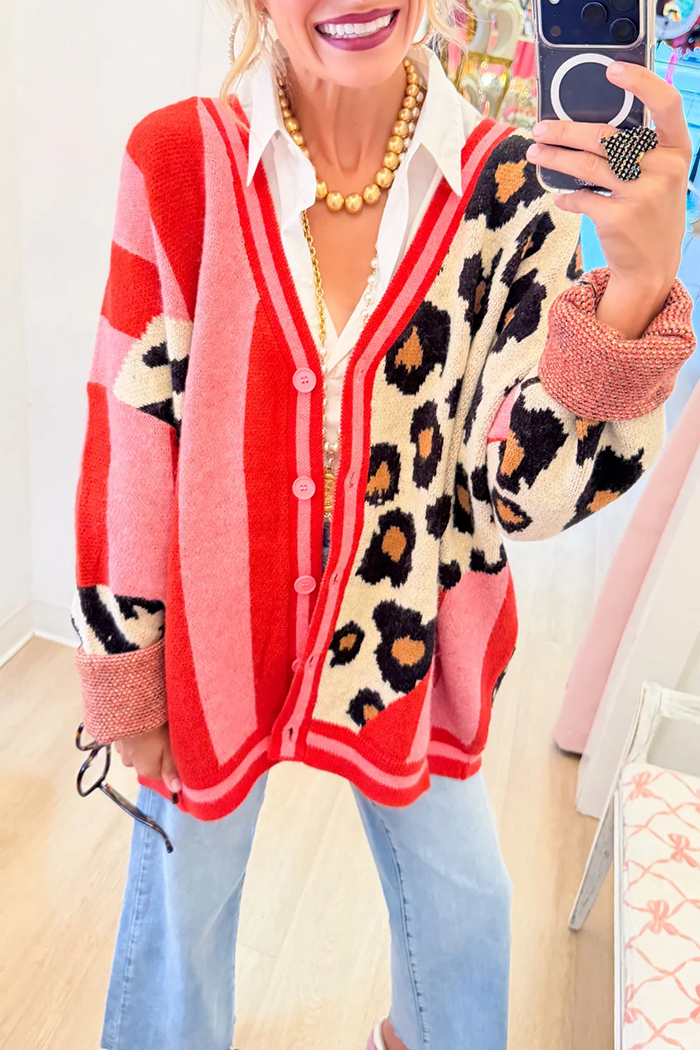 Long Sleeve Colorblock Cardigan