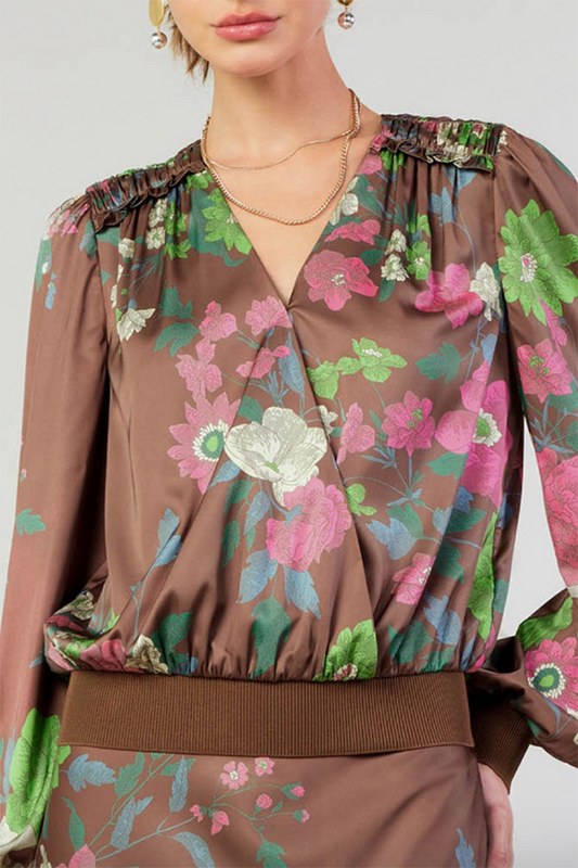 V-Neck Floral Print Top