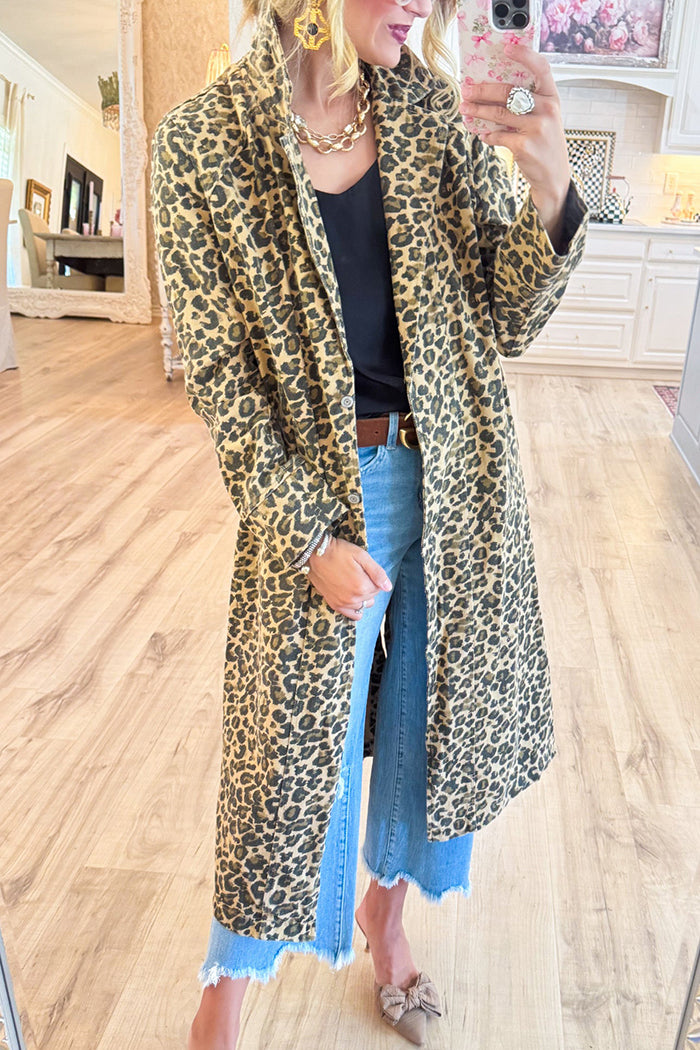 Taupe Leopard Duster Jacket