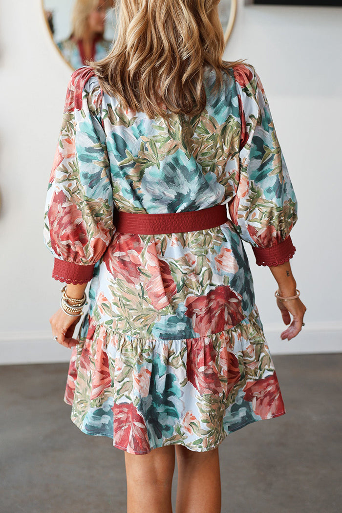 Floral Tiered Mini Pocket Dress