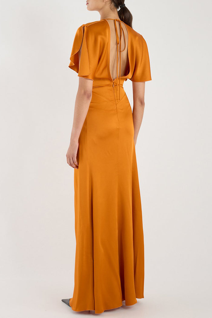 Flowy Cut Round Neckline Maxi Dress
