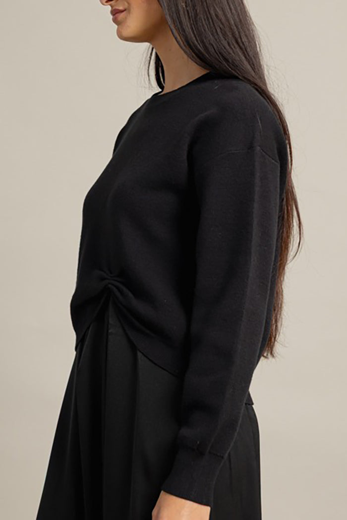 Black Sweater & Flowy Maxi Dress