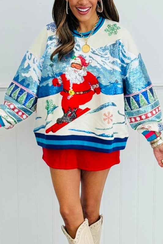 Vintage Skiing Santa Sweatshirt