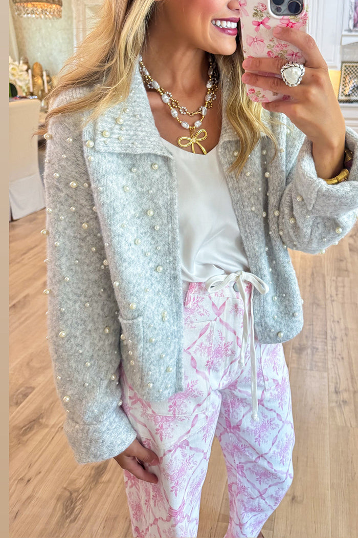 Pearl Embellished Sweater Cardigan