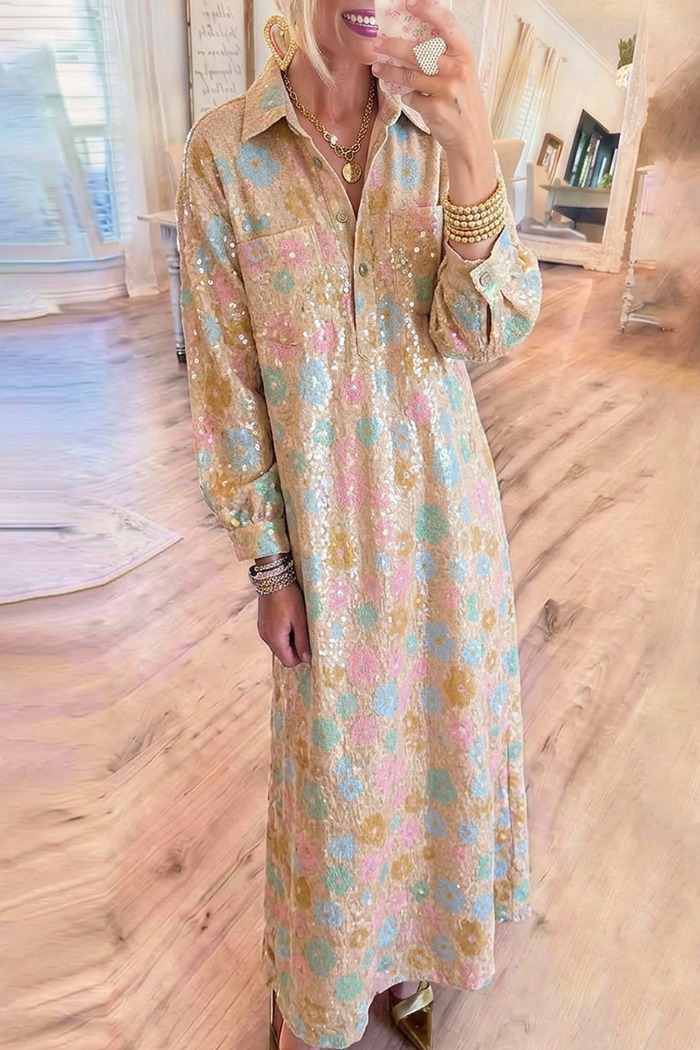 Casual Colorful Sequin Maxi Dress
