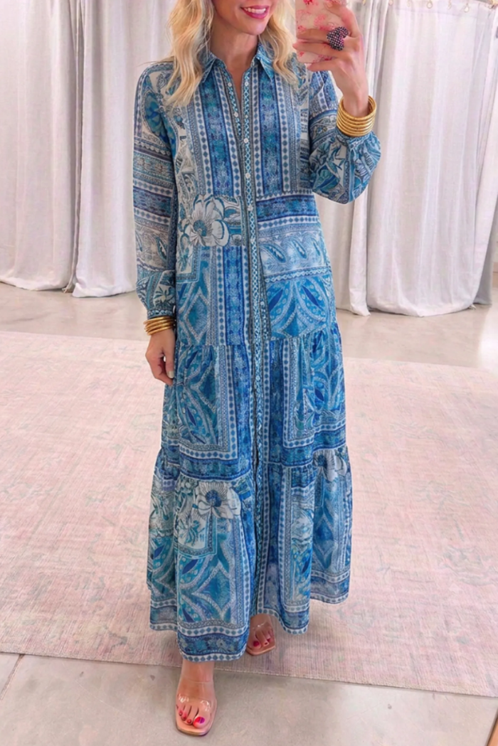 Casual Floral Print Midi Dress