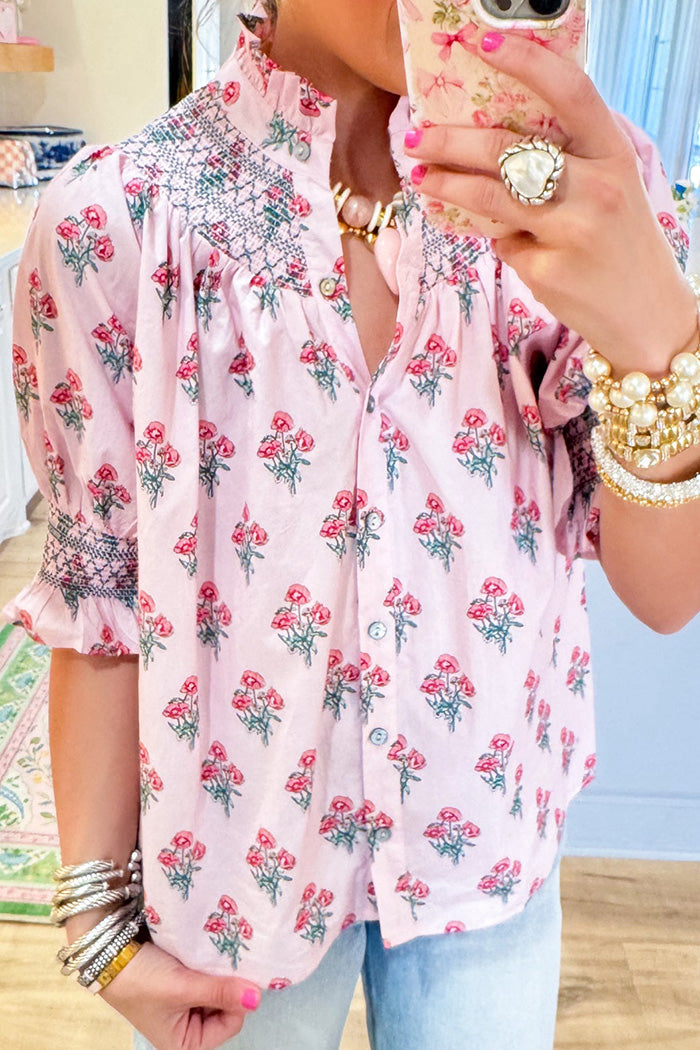 Floral Print Button Up Top