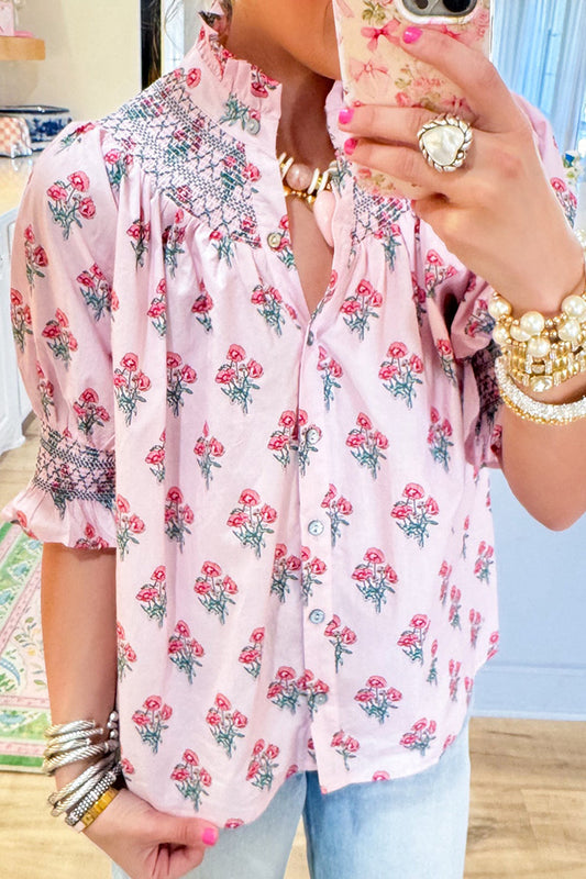 Floral Print Button Up Top