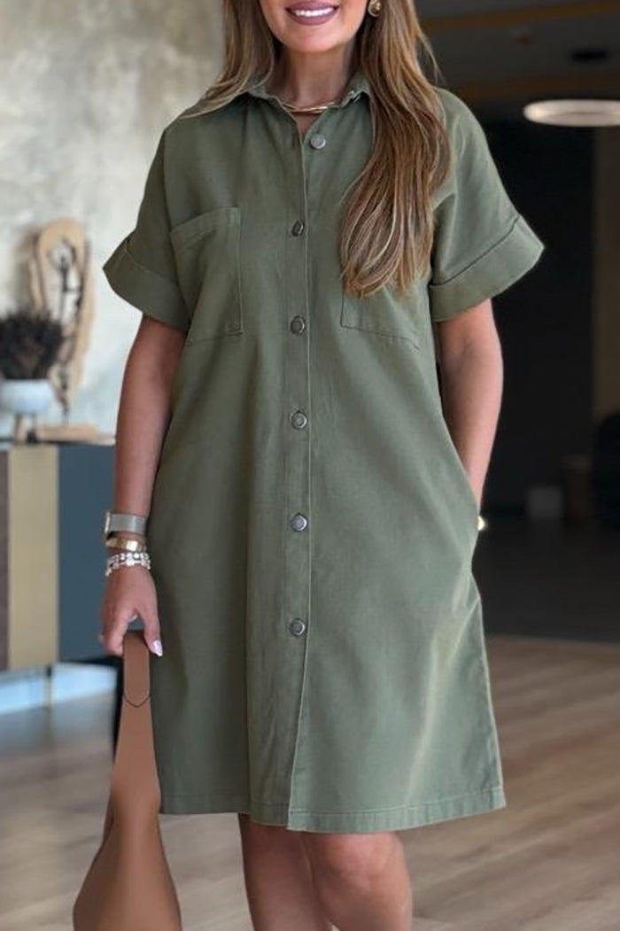 Casual Button Front Shirt Dress