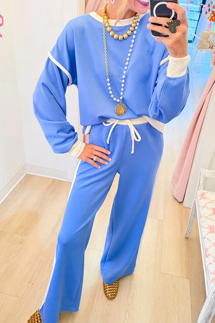 Casual Contrast Trim Scuba Set