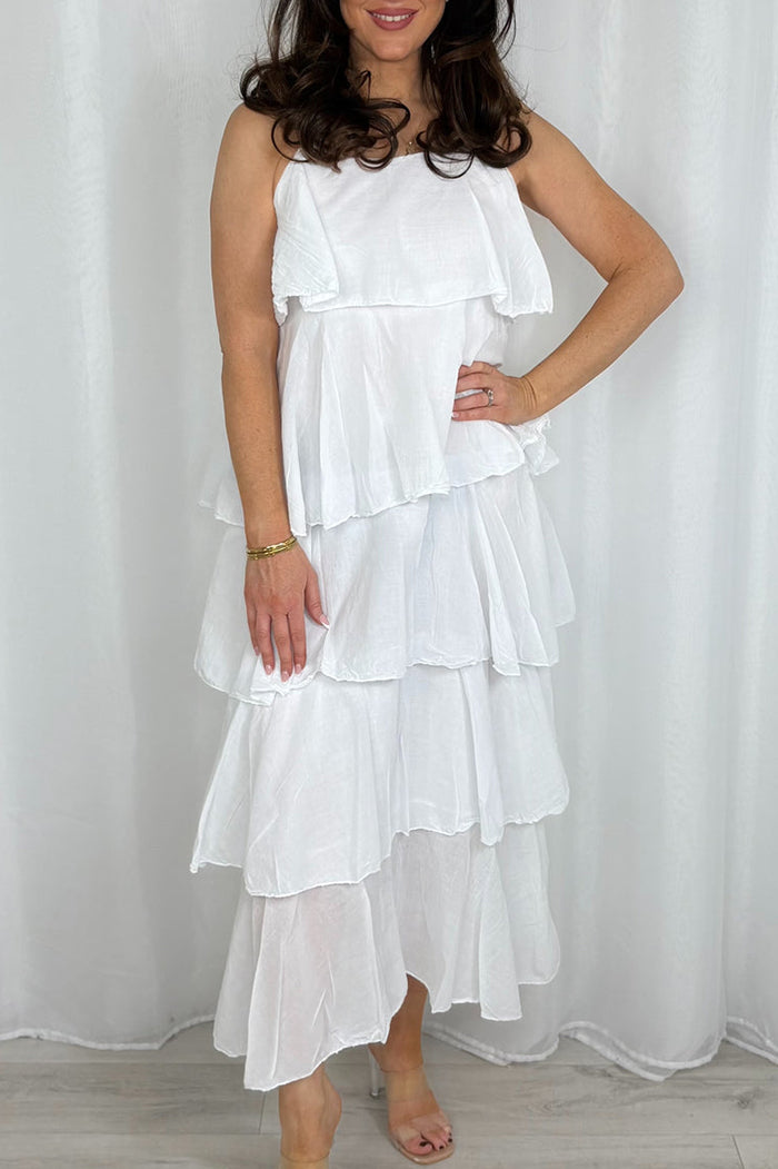 Casual Ruffle Adjustable Strap Maxi Dress