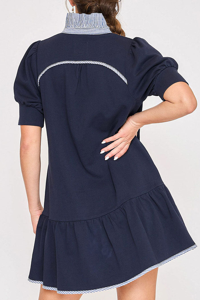 Ruffle Collar Puff Sleeve Dress
