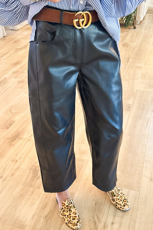 Black Faux Leather Pants