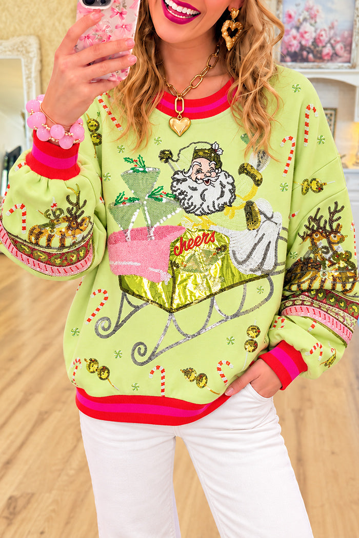Lime Green Santa Sequin Sweatshirt