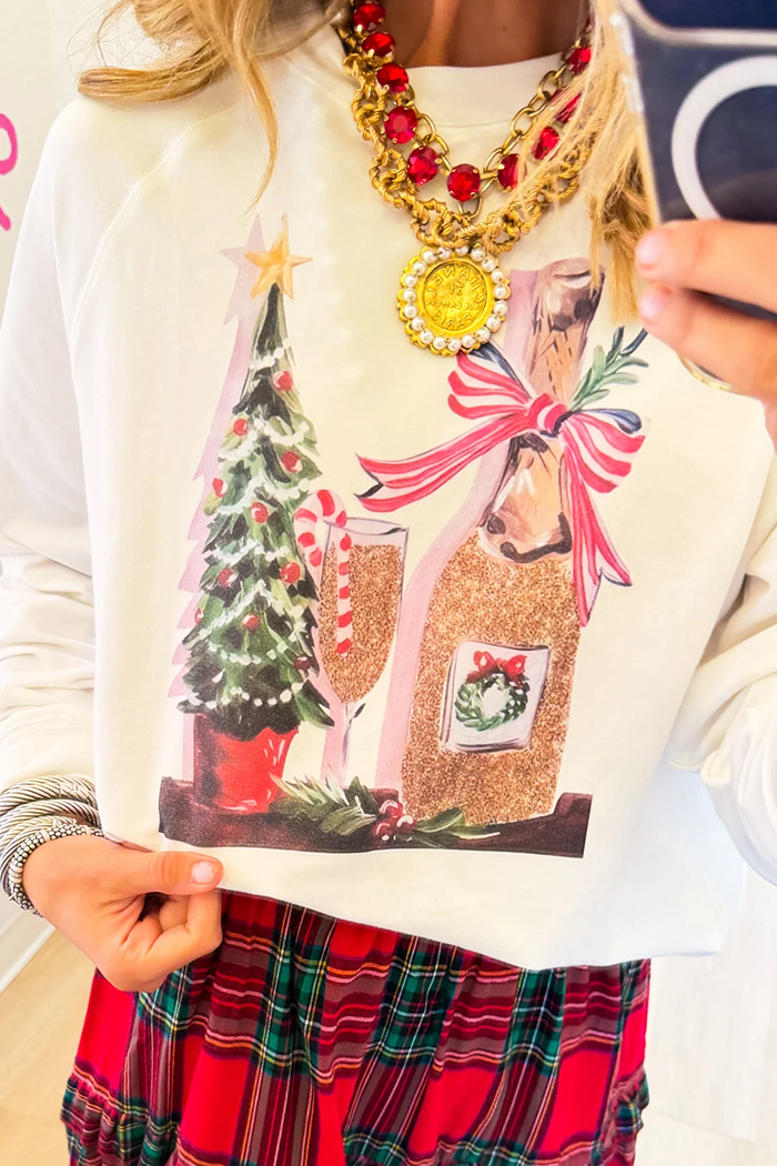 White Christmas Champagne Sweatshirt
