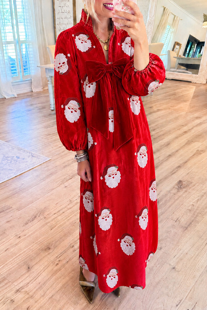 Red Velvet Santa Holly Maxi Dress