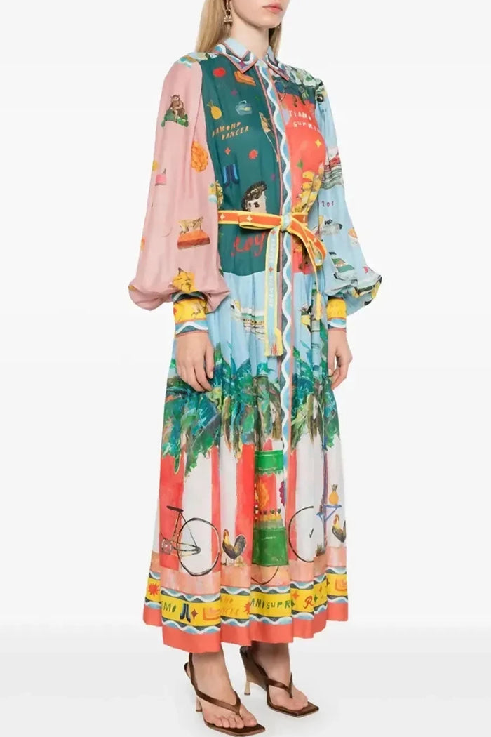Casual Abstract Print Midi Dress