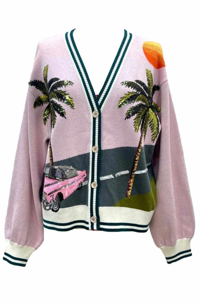 Sparkle Palm Tree Print Cardigan