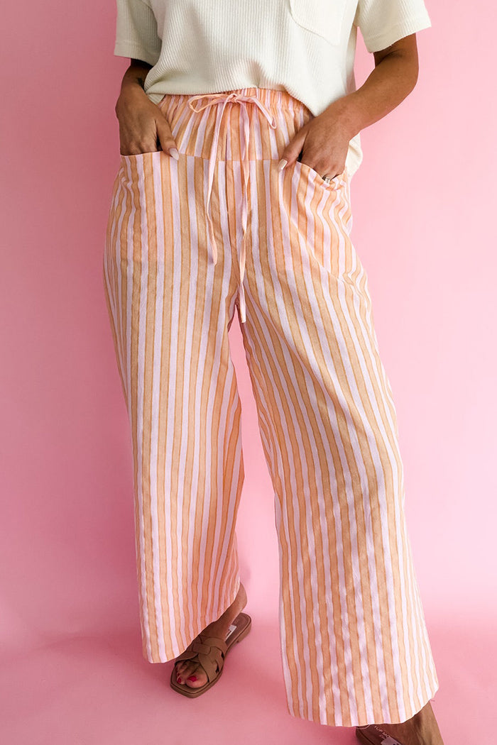Casual Striped Wide Leg Pants