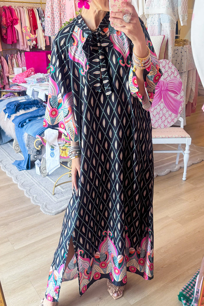 Leaf Print Lounge Pocket Maxi Dress