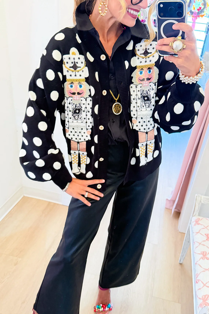 Black And White Polka Nutcracker Cardigan