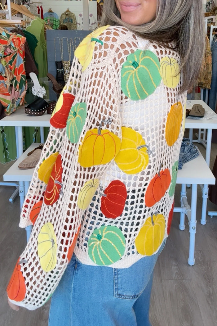 Multi Pumpkin Crochet Cardigan