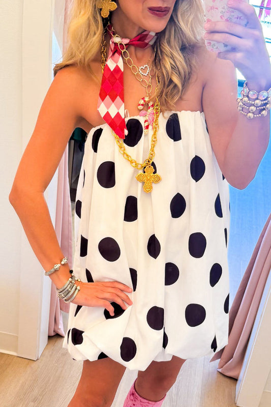 Polka Dot Strapless Dress
