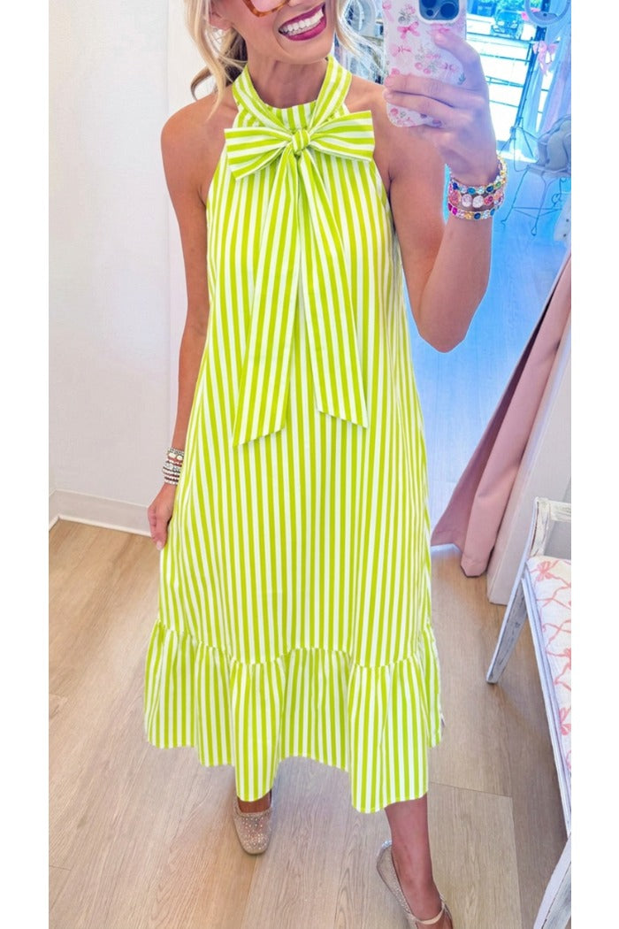 Casual Striped Halter Dress