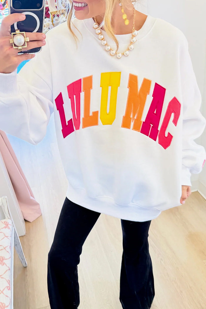 Color Letter Round Neck Sweatshirt