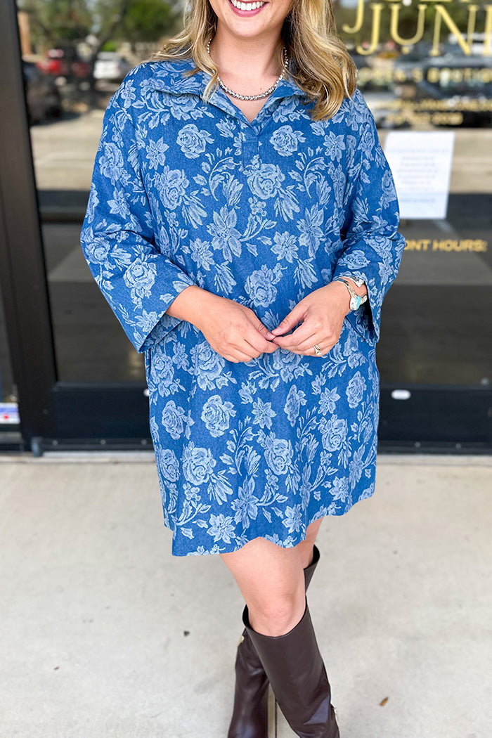 Pocketed Floral Loose Fit Dress