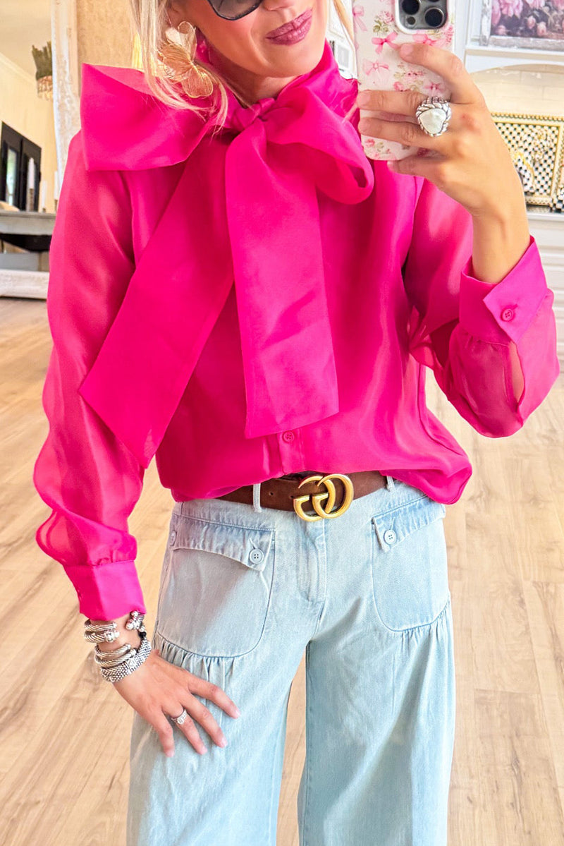 Bow Button Down Top
