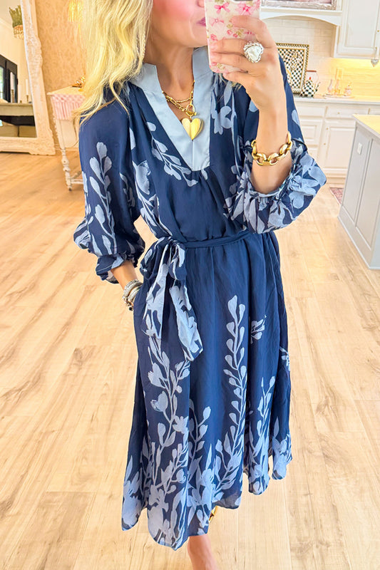 Ruffle Cuff Sleeve Pocket Dress