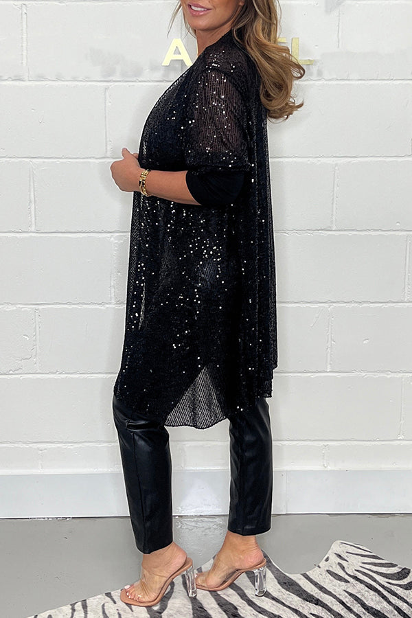 Casual Sequin Long Cardigan