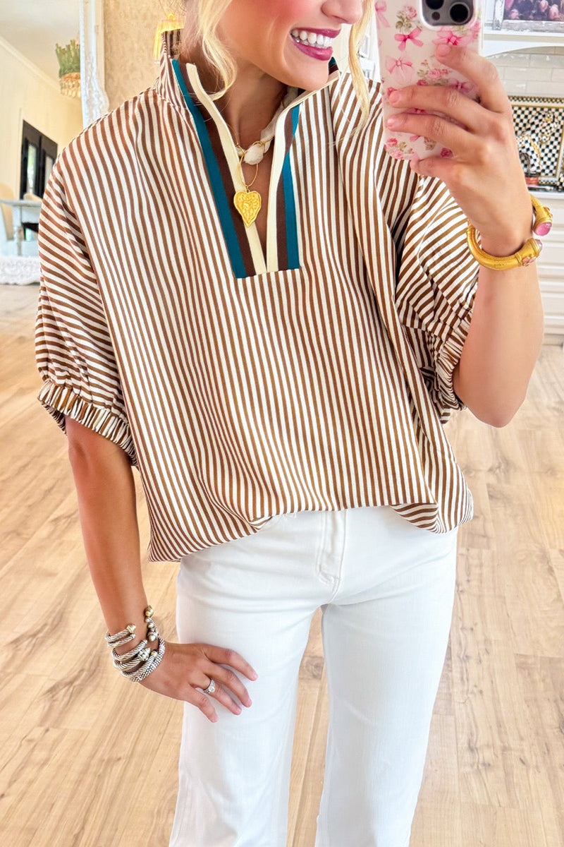 Casual Stripe Dolman Sleeve Top