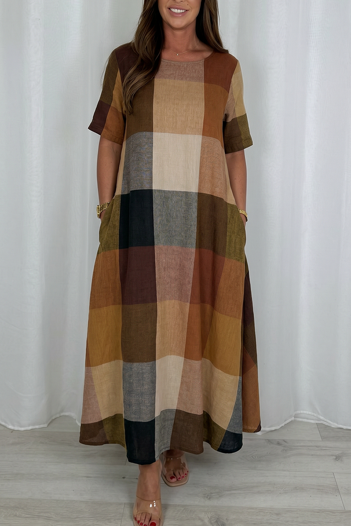 Casual Plaid Maxi Dress