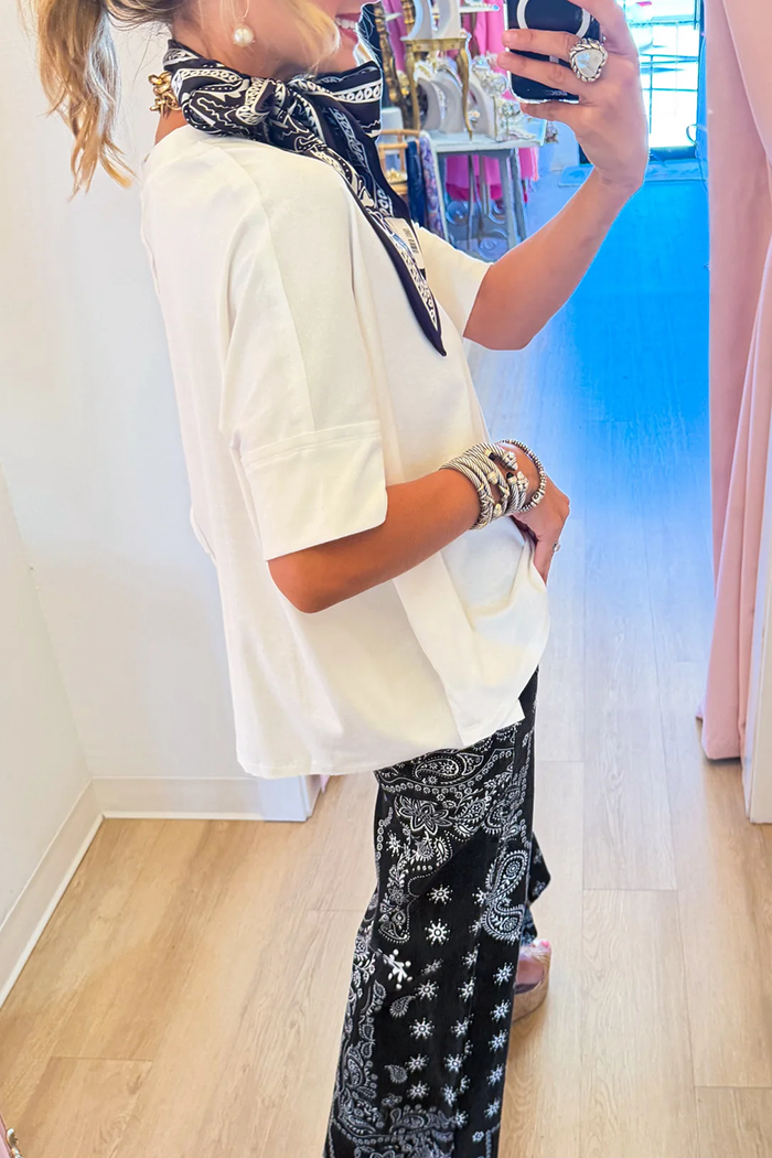 Casual White Short Sleeve Top