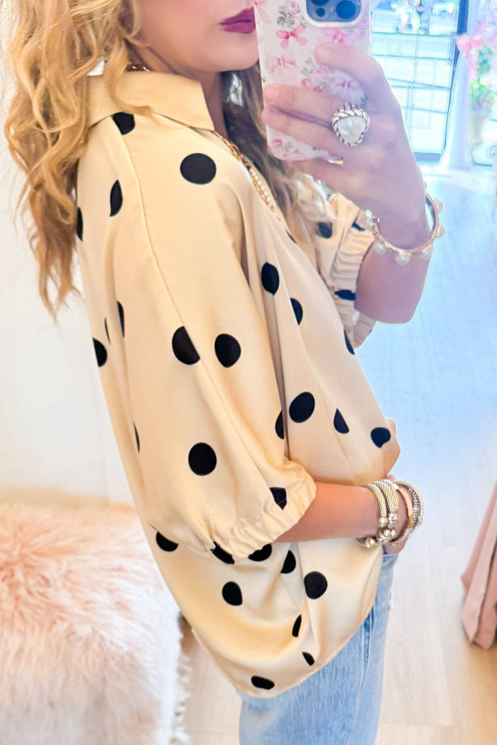 Polka Dot Dolman Sleeve Top