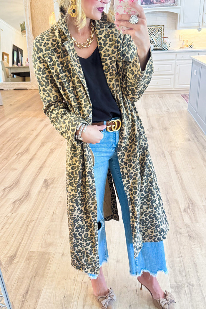 Taupe Leopard Duster Jacket