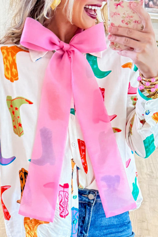 Pink Bow Tie Neck Scarf