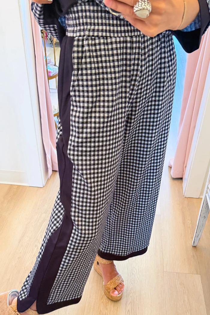 Navy Gingham 3/4 Raglan Sleeve Pant Set