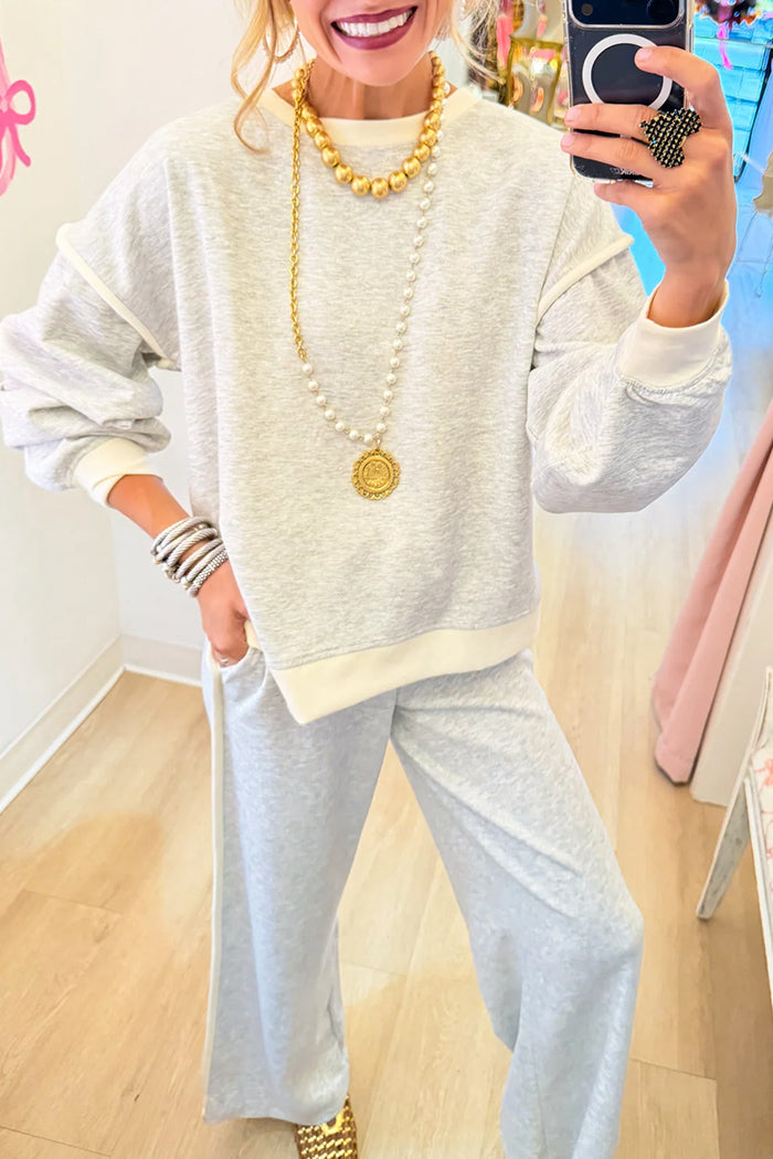 Casual Contrast Trim Scuba Set