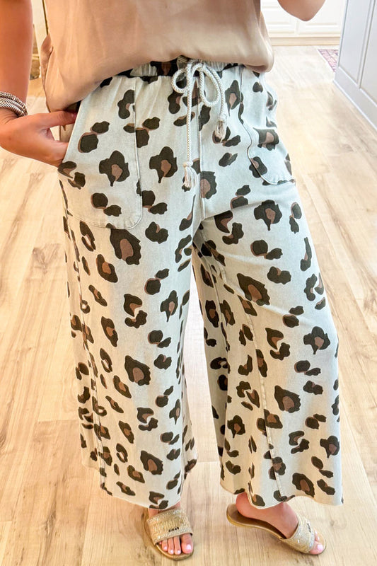 Leopard Pocket Wide Leg Pants
