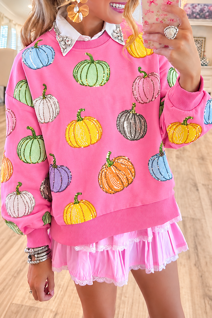 Pink Sequin Pumpkin Sweatshirt