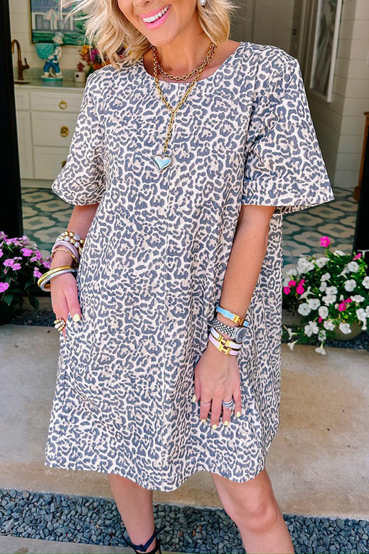 Casual Pocket Leopard Dress