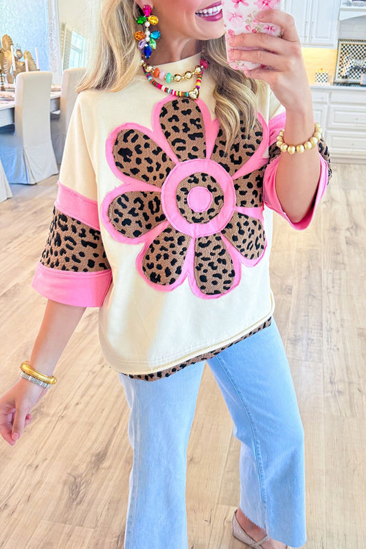 Dolman  Sleeve Leopard Floral Top
