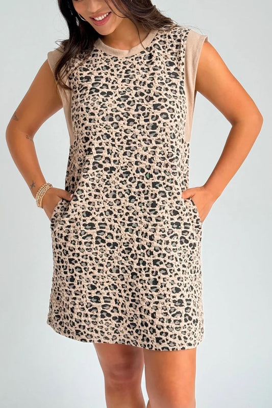 Leopard Pattern Jacquard Pullover Dress