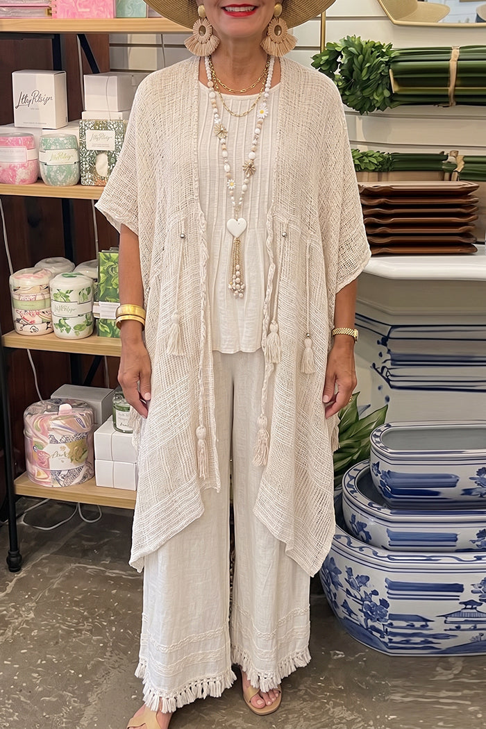 Ivory Tassel Kimono Cardigan
