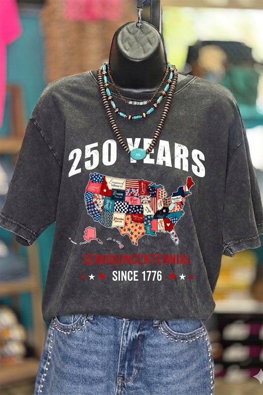 250th Anniversary USA Map Graphic Short Sleeve Tee