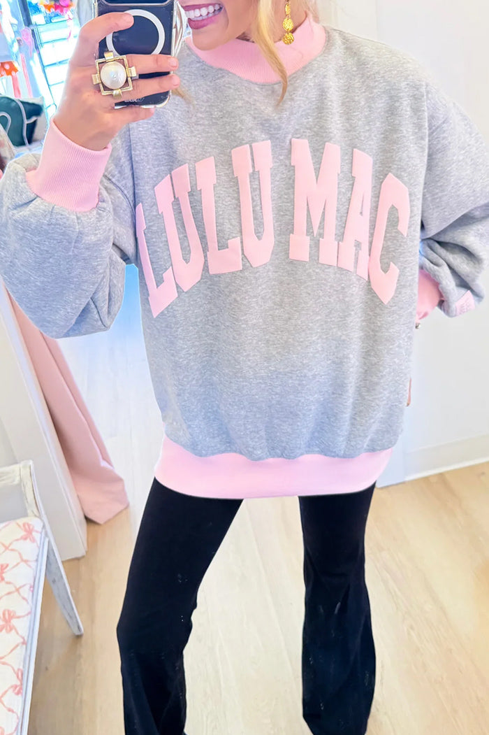 Puff Letter Mock Neck Sweatshirt