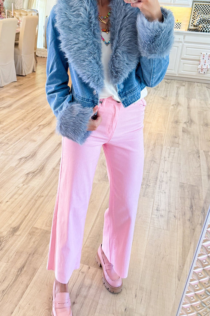 Pink Wide Leg Pocket Pants